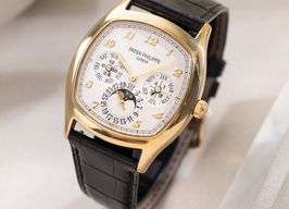 Patek Philippe Perpetual Calendar 5940J (Onbekend (willekeurig serienummer)) - Zilver wijzerplaat 38mm Geelgoud