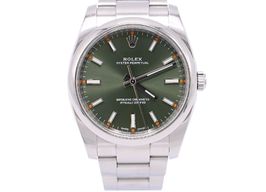 Rolex Oyster Perpetual 114200 (Onbekend (willekeurig serienummer)) - Groen wijzerplaat 34mm Staal