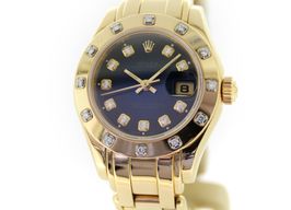 Rolex Lady-Datejust Pearlmaster 69318 (1997) - Blauw wijzerplaat 29mm Geelgoud