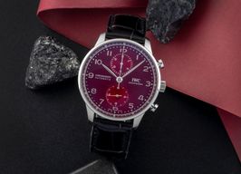 IWC Portuguese Chronograph IW371616 (Onbekend (willekeurig serienummer)) - Rood wijzerplaat 41mm Staal