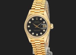 Rolex Lady-Datejust 69178 (1985) - Black dial 26 mm Yellow Gold case