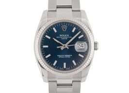 Rolex Oyster Perpetual Date 115234 (Unknown (random serial)) - Blue dial 34 mm Steel case