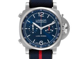 Panerai Luminor Chrono PAM01303 (Onbekend (willekeurig serienummer)) - Blauw wijzerplaat 44mm Staal