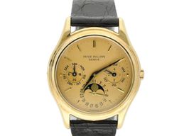 Patek Philippe Perpetual Calendar 3940 (1989) - Zilver wijzerplaat 37mm Geelgoud