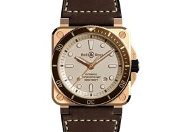 Bell & Ross BR 03 BR0392-D-WH-BR/SCA (2024) - Zilver wijzerplaat 43mm Brons