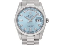 Rolex Day-Date 36 118206 (Onbekend (willekeurig serienummer)) - Blauw wijzerplaat 36mm Platina