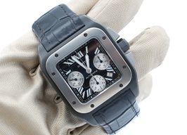 Cartier Santos 100 3104 (Onbekend (willekeurig serienummer)) - Zwart wijzerplaat 42mm Titanium