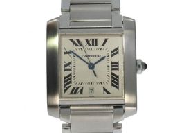 Cartier Tank Française W51002Q3 (Unknown (random serial)) - White dial 28 mm Steel case