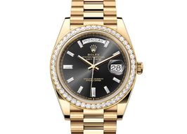 Rolex Day-Date 40 228348RBR-0001 (Unknown (random serial)) - Black dial 40 mm Yellow Gold case