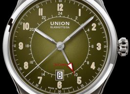 Union Glashütte Belisar GMT D009.429.16.092.00 (Onbekend (willekeurig serienummer)) - Groen wijzerplaat 41mm Staal