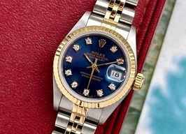 Rolex Lady-Datejust 69173G (1993) - Blauw wijzerplaat 26mm Goud/Staal