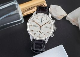 IWC Portuguese Chronograph IW371445 (Unknown (random serial)) - Silver dial 41 mm Steel case