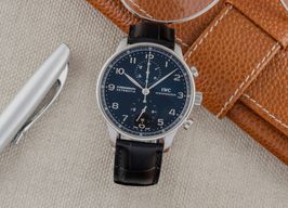 IWC Portuguese Chronograph IW371447 (Onbekend (willekeurig serienummer)) - Zwart wijzerplaat 41mm Staal