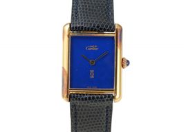 Cartier Tank Vermeil Unknown (1980) - Blue dial 30 mm Silver case