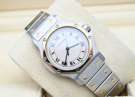 Cartier Santos 187902 (1988) - Wit wijzerplaat 30mm Goud/Staal