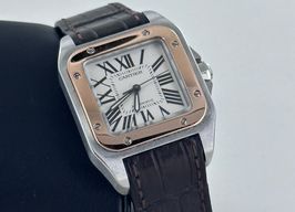 Cartier Santos 100 2878 (2011) - White dial 33 mm Gold/Steel case