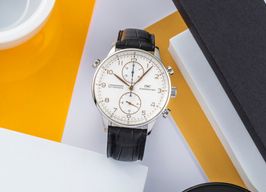 IWC Portuguese Chronograph IW371202 (Onbekend (willekeurig serienummer)) - Zilver wijzerplaat 41mm Staal