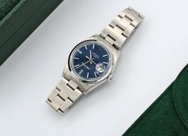 Rolex Oyster Perpetual Date 1500 (Onbekend (willekeurig serienummer)) - Blauw wijzerplaat 34mm Staal