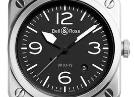 Bell & Ross BR 03-92 Steel BR0392-BLC-ST (2022) - Zwart wijzerplaat 42mm Staal