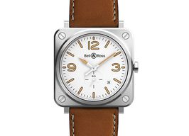 Bell & Ross BR S BRS-WHERI-ST/SCA (2022) - Wit wijzerplaat 39mm Staal