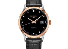 Longines Record L2.821.5.57.2 (2022) - Black dial 30 mm Gold/Steel case