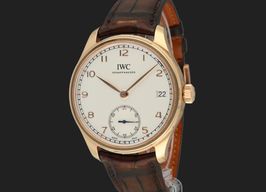 IWC Portuguese Hand-Wound IW510204 (Unknown (random serial)) - Silver dial 43 mm Red Gold case