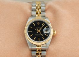 Rolex Lady-Datejust 69173 (Unknown (random serial)) - Black dial 26 mm Gold/Steel case