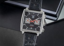 TAG Heuer Monaco Calibre 12 CAW2114 (Unknown (random serial)) - Black dial 39 mm Steel case