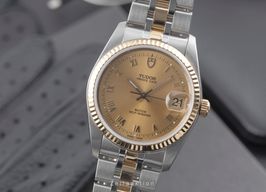 Tudor Prince Date 74033 (Onbekend (willekeurig serienummer)) - Champagne wijzerplaat 34mm Goud/Staal