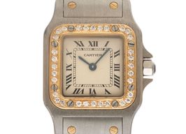 Cartier Santos Galbée 1057930 (1995) - Wit wijzerplaat 24mm Goud/Staal