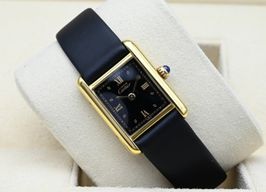Cartier Tank Vermeil 5057001 (Unknown (random serial)) - Black dial 20 mm Silver case