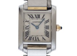 Cartier Tank Française 2384 (2001) - White dial 20 mm Gold/Steel case