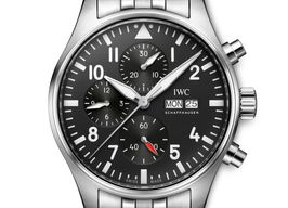 IWC Pilot Chronograph IW378002 (2024) - Zwart wijzerplaat 43mm Staal