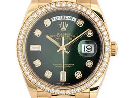 Rolex Day-Date 36 128348RBR (2021) - Green dial 36 mm Yellow Gold case