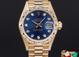 Rolex Lady-Datejust 69258 (1989) - Blue dial 26 mm Yellow Gold case