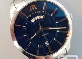 Maurice Lacroix Pontos Day Date PT6358-SS002-430-1 (Onbekend (willekeurig serienummer)) - Blauw wijzerplaat 41mm Staal