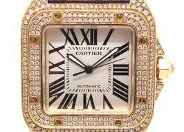 Cartier Santos 100 2657 (Unknown (random serial)) - Silver dial 38 mm Yellow Gold case