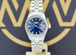 Rolex Oyster Perpetual Lady Date 6919 (1992) - Blauw wijzerplaat 26mm Staal