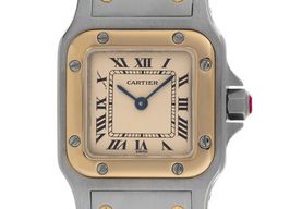 Cartier Santos Galbée 1057930 (1992) - Beige dial 24 mm Gold/Steel case