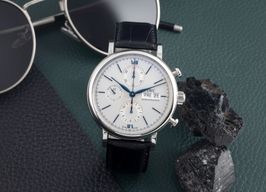 IWC Portofino Chronograph IW391037 (Onbekend (willekeurig serienummer)) - Zilver wijzerplaat 42mm Staal
