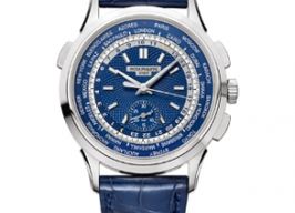 Patek Philippe World Time Chronograph 5930G-001 (Onbekend (willekeurig serienummer)) - Blauw wijzerplaat 39mm Witgoud