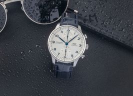 IWC Portuguese Chronograph IW371605 (Onbekend (willekeurig serienummer)) - Zilver wijzerplaat 41mm Staal