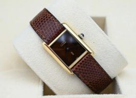 Cartier Tank Vermeil Unknown (1982) - Black dial 20 mm Silver case