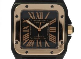 Cartier Santos 100 W2020009 (Unknown (random serial)) - Black dial 38 mm Gold/Steel case
