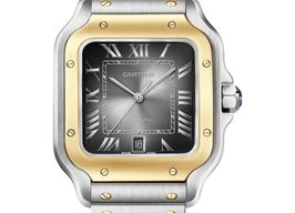 Cartier Santos W2SA0030 (2025) - Grijs wijzerplaat 39mm Goud/Staal