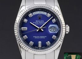 Rolex Day-Date 36 118239 (2000) - Blauw wijzerplaat 36mm Witgoud