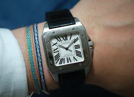Cartier Santos 100 2565 / W20073X8 (2007) - Zilver wijzerplaat 41mm Staal