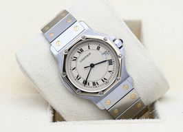 Cartier Santos 187902 (Unknown (random serial)) - Beige dial 30 mm Gold/Steel case