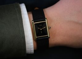 Cartier Tank 6-070913 (1980) - Black dial 23 mm Silver case