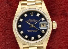 Rolex Lady-Datejust 69178 (1990) - Blue dial 26 mm Yellow Gold case